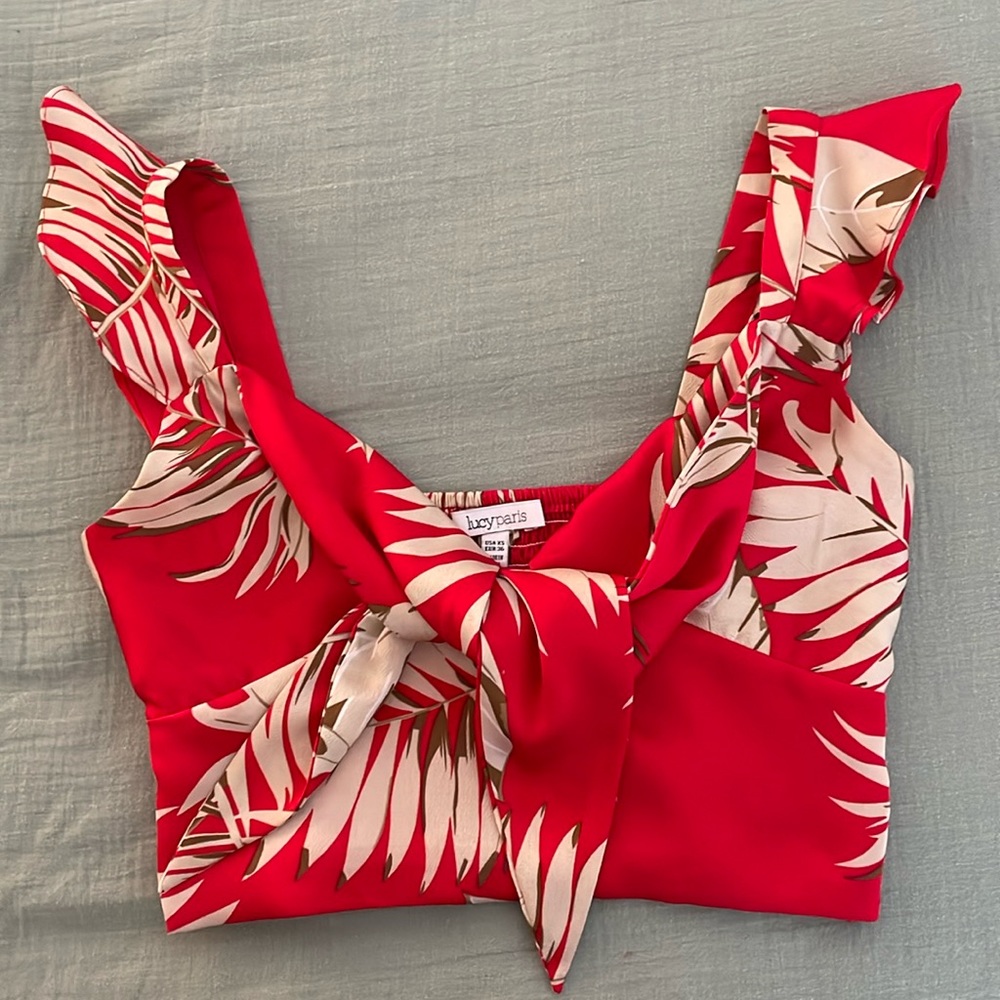 Multicolor front tie crop top